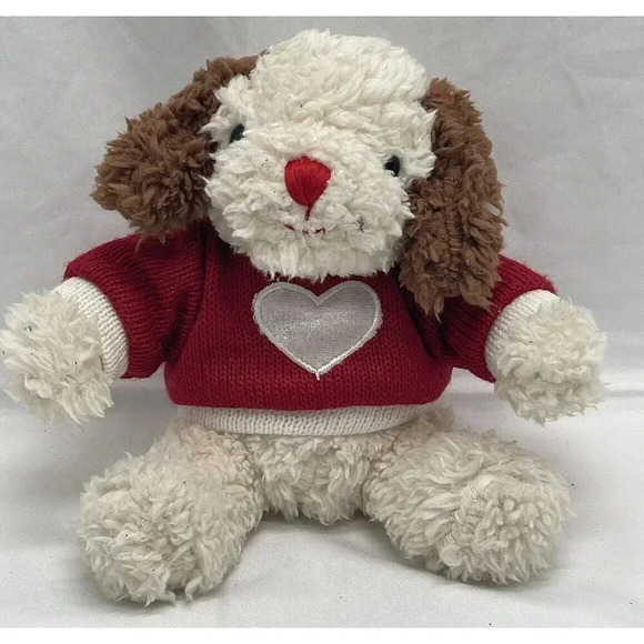Dan Dee  Valentines Dog with Red Heart sweater  Plush Stuffed Animal Toy - Picture 1 of 14